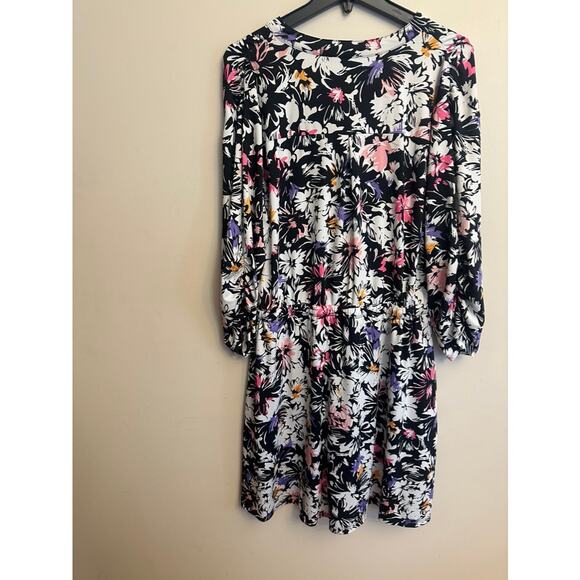 Robert Louis Floral Long Sleeve Dress Women’s 2X Tie Waist - Picture 6 of 6